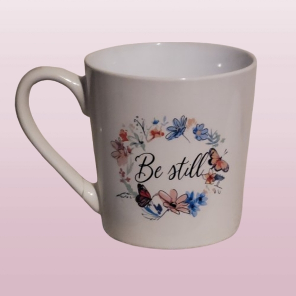 Be still mug white floral butterfly cottagecore mug new - Picture 5 of 8